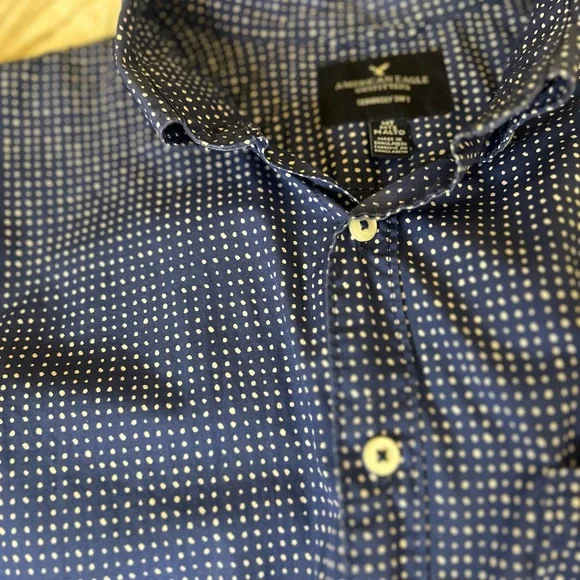 American Eagle Outfitters, Seriously Soft, Men’s Medium Tall, navy & white shirt - Picture 3 of 4